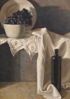 Lot 285 - Crin Gale (b.1947). Black and White, oil on...