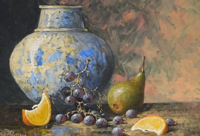 Lot 287 - Noel Ripley (b.1944). Fruit and vase still...
