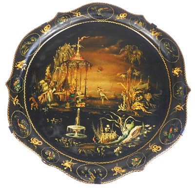 Lot 6 - A Regency papier mache circular table top,...
