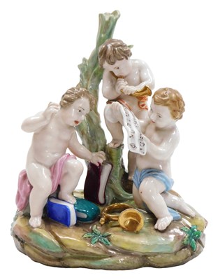 Lot 42 - A Capodimonte porcelain figure group, of three...
