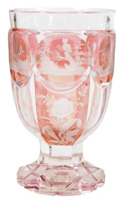 Lot 69 - A late 19thC Bohemian pink and clear glass...