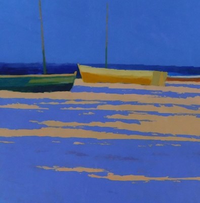 Lot 297 - Taylor (20thC). Fishing boats coastal view,...