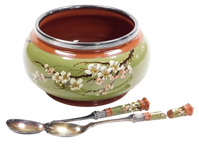 Lot 46 - A late 19thC Royal Devon pottery salad...