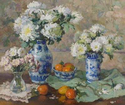 Lot 298 - B. Cerprin (20thC). Floral still life study,...