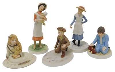 Lot 84 - Five Wedgwood bisque figures of Victorian...
