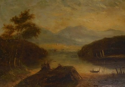 Lot 17 - Attributed to Turner. Mountain lake scene with...
