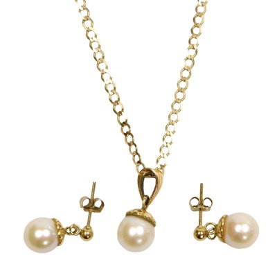 Lot 116 - A cultured pearl pendant, in a yellow metal...