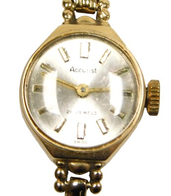 Lot 110 - An Accurist lady's 9ct gold cased wristwatch,...