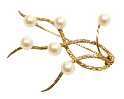 Lot 120 - A Mikimoto cultured pearl brooch, in a branch...