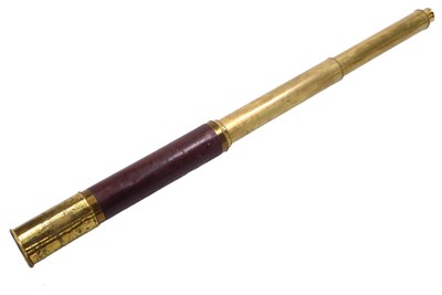 Lot 131 - A 19thC brass two draw telescope, mahogany...