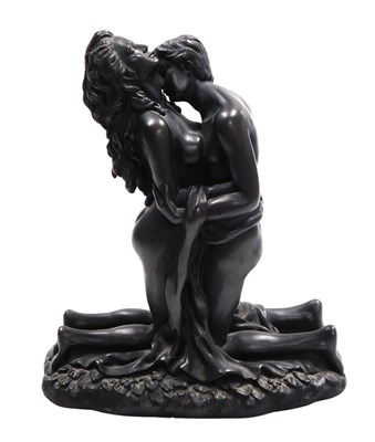 Lot 150 - A bronzed plaster figure group, of a pair of...