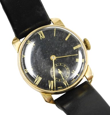 Lot 304 - A mid century gentleman's 9ct gold cased...