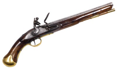 Lot 18 - A Georgian flint lock sea service long pistol,...