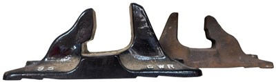 Lot 101 - Two railway shoes, one marked GWR.