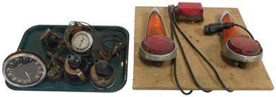 Lot 127 - Various dash gauges and lights board.