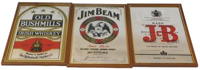 Lot 132 - Three whisky advertising mirrors, 32cm x 22cm.