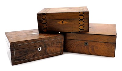 Lot 335 - Three Victorian wooden boxes, with vacant...
