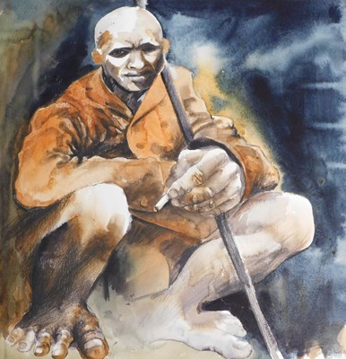 Lot 78 - John Cleal (1929-2017). Crouching figure,...
