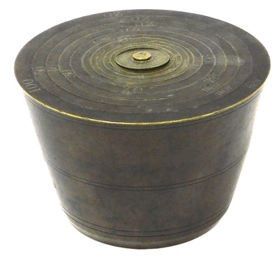 Lot 255 - A set of eleven brass nesting troy ounce...