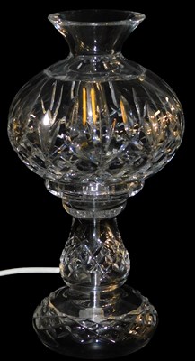 Lot 279 - A Waterford cut glass table lamp, with...