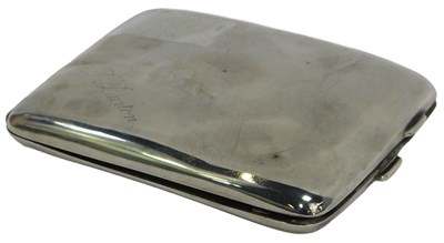 Lot 23 - A George V silver cigarette case, of plain...