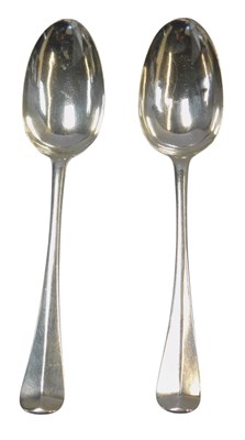 Lot 30 - A pair of Georgian rat-tail pattern silver...