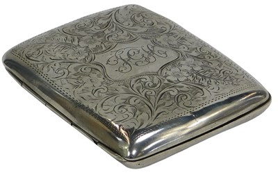 Lot 42 - A George V silver cigarette case, bright cut...