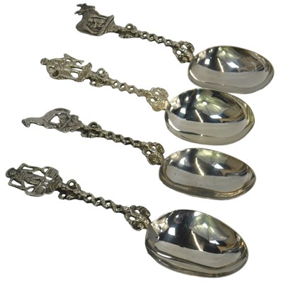 Lot 43 - A set of four 19thC spoons, white metal, each...