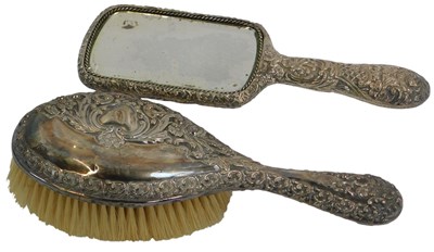 Lot 45 - An Edward VII silver mounted hairbrush,...