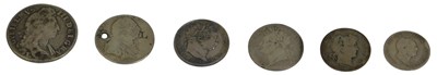 Lot 60 - Five old English coins and a dime, including...