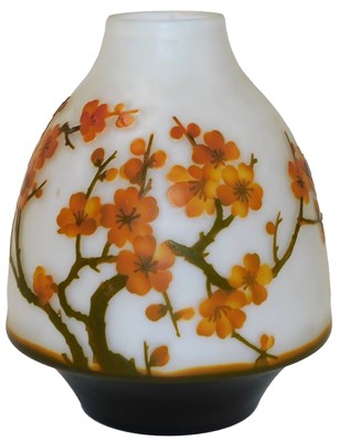 Lot 348 - A Galle style cameo glass vase, decorated in...