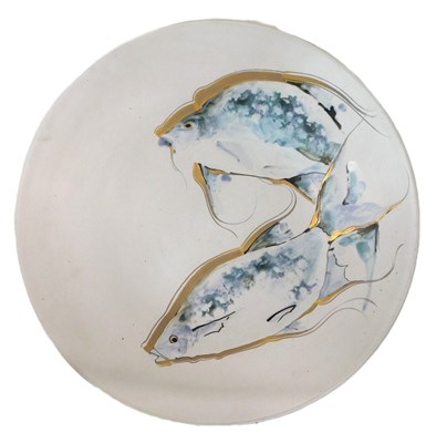 Lot 244 - A Studio ceramic charger, decorated in shades...