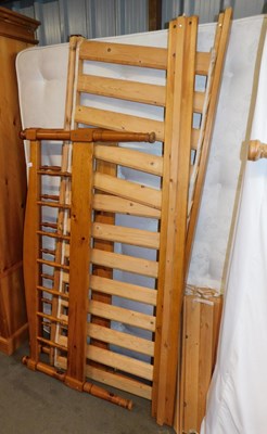 Lot 1011 - A double bed, comprising pine head and foot...