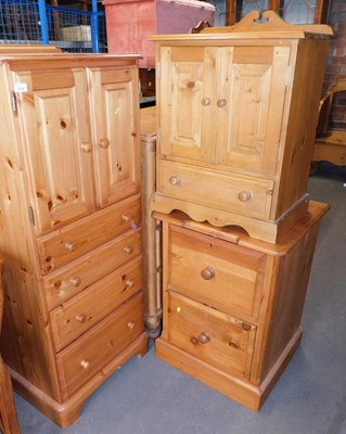 Lot 1016 - A group of pine furniture, comprising a two...