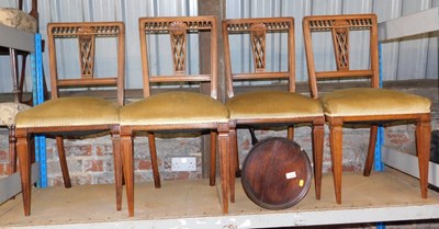 Lot 1040 - A set of four Edwardian oak dining chairs,...