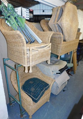 Lot 1077 - A wicker conservatory suite, comprising two...