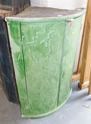 Lot 1019 - A 19thC bow fronted hanging corner cabinet,...