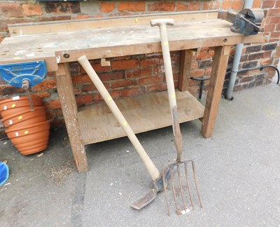 Lot 1149 - A two tier work bench, together with a Record...