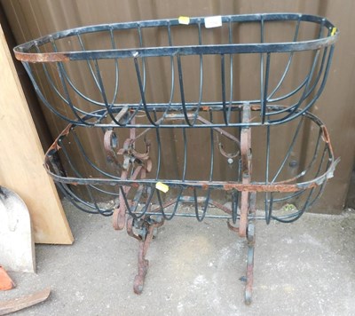 Lot 1165 - Two black painted metal wirework garden...