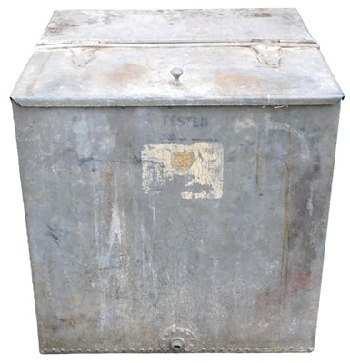Lot 403 - A vintage oil tank, with a hinged lid, bears...