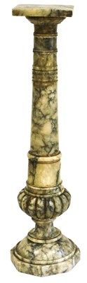 Lot 418 - A 19thC marble torchere stand, with a square...