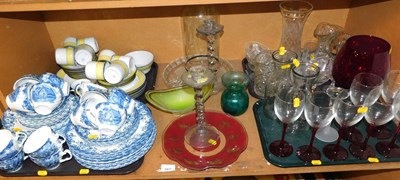 Lot 2017 - A blue and white pottery part tea and dinner...