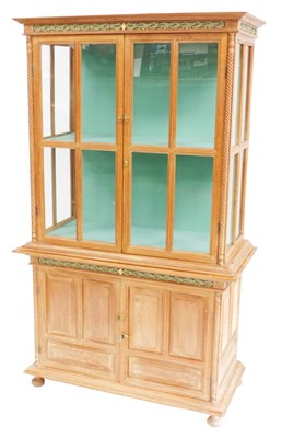 Lot 434 - A painted and limed oak cupboard display...
