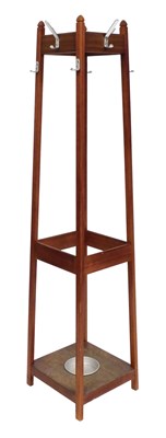 Lot 441 - A vintage teak coat stand, of square outswept...