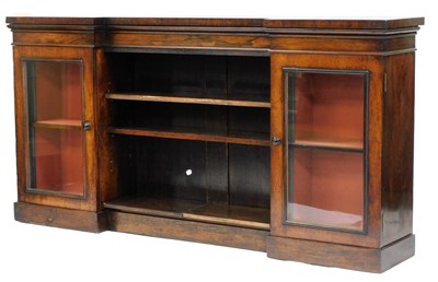 Lot 725 - A Victorian rosewood breakfront bookcase, with...