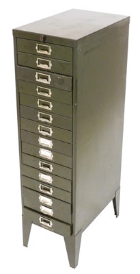 Lot 472 - A mid-century green metal filing cabinet, of...