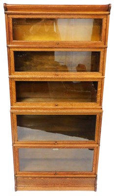 Lot 480 - A Globe Wernicke oak five section bookcase, of...