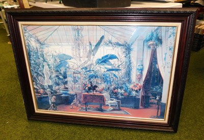 Lot 2164 - After Giraud. Interior conservatory scene,...