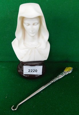 Lot 2220 - A silver handled button hook, together with a...