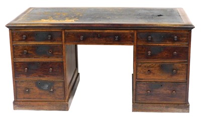 Lot 489 - A Victorian mahogany twin pedestal desk, the...